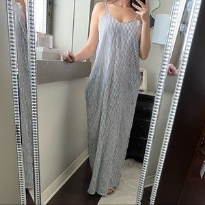 Raviya Grey Stripe Maxi Coverup Dress
